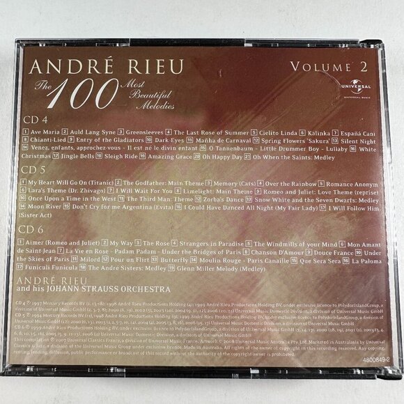 ANDRE RIEU ORCHESTRA "THE 100 MOST BEAUTIFUL MELODIES" - 6 CDs SET. - Picture 13 of 14